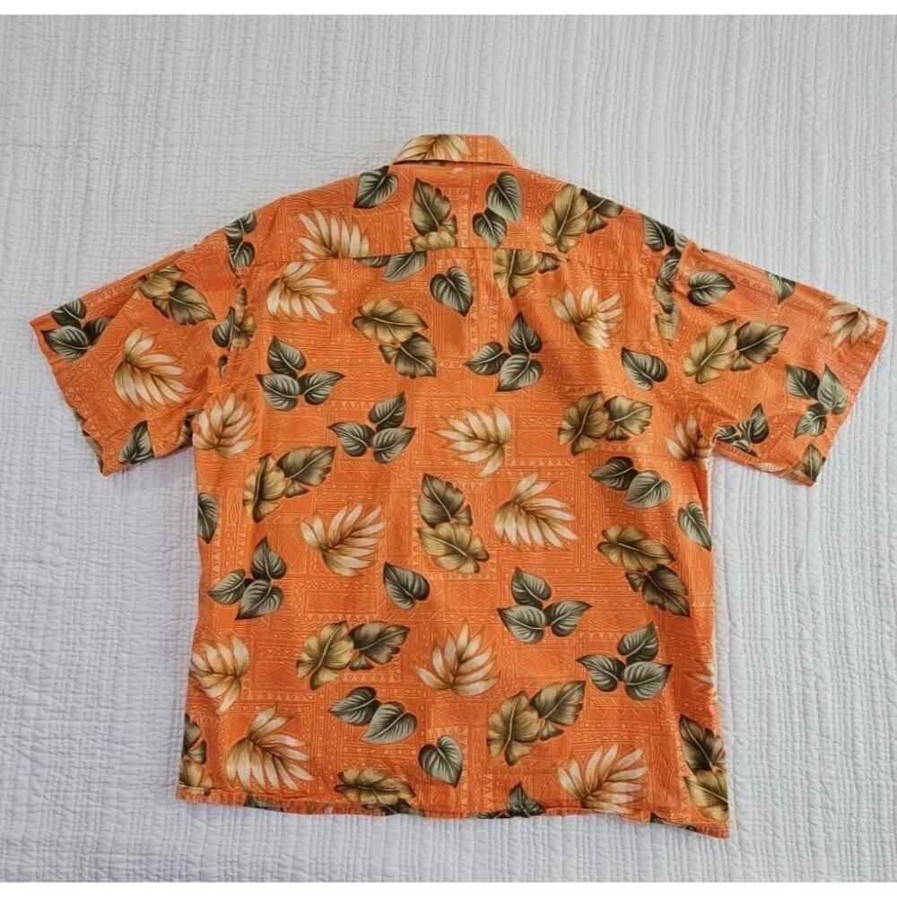 Pierre Cardin Tropical Short Sleeve Button Down Shirt Men's XL Cotton Orange EUC - Picture 10 of 14